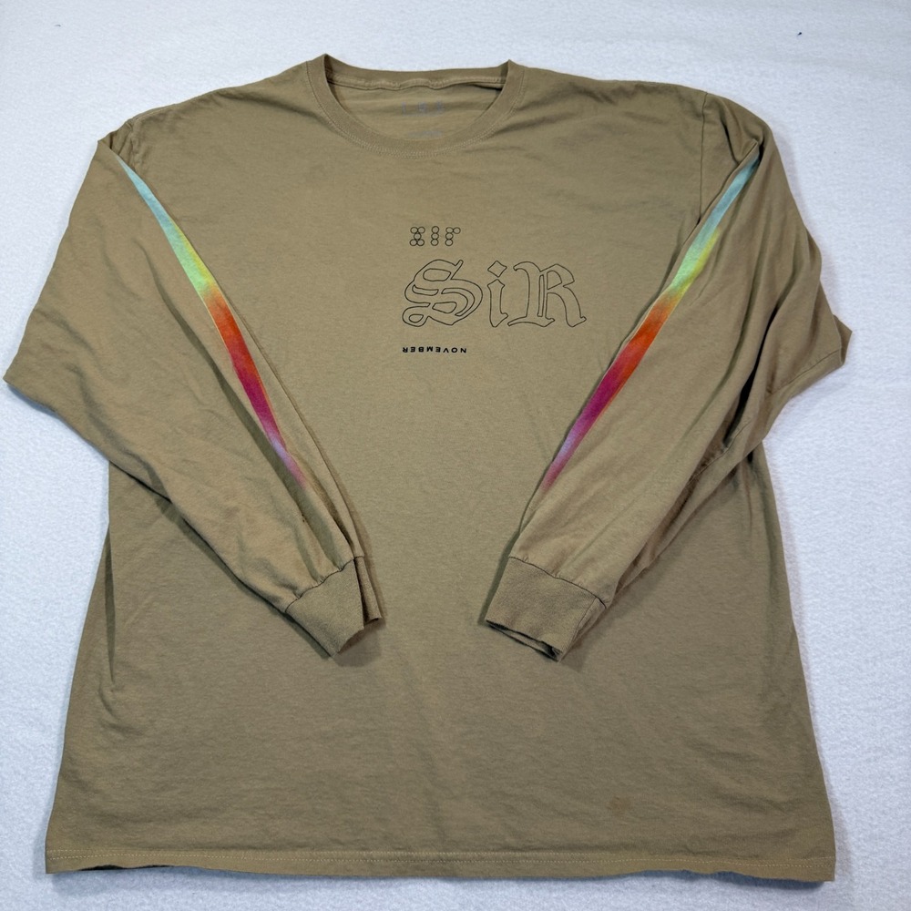 Top Dawg Shirt Men XL Tan Long Sleeve SiR November Graphic Arm Hip Hop TDE